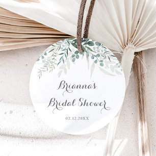 Minimalist Greenery Eucalyptus Bridal Shower Favou Classic Round Sticker
