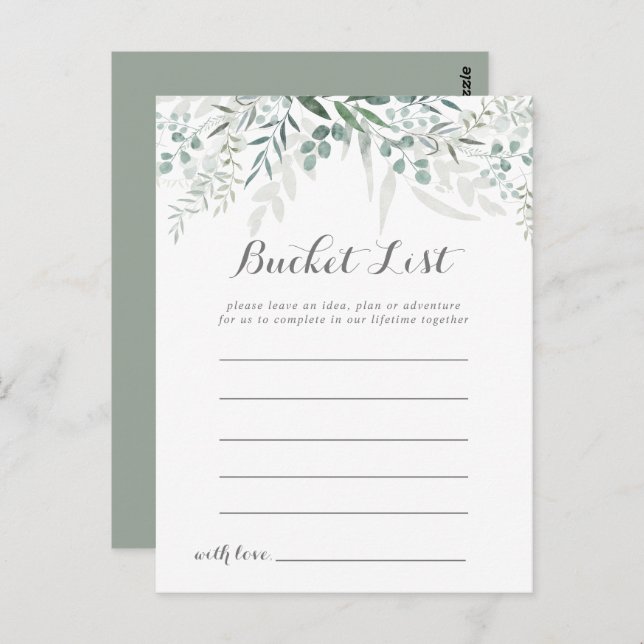 Minimalist Greenery Eucalyptus Bucket List Cards (Front/Back)