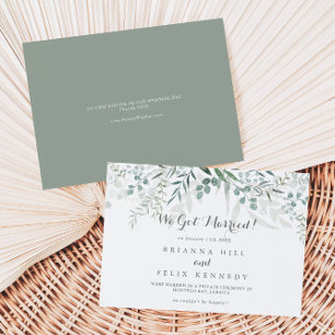 Minimalist Greenery Eucalyptus Elopement Announcement