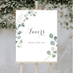 Minimalist Greenery Eucalyptus Favours Sign