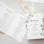 Minimalist Greenery Eucalyptus Folded Wedding Programme<br><div class="desc">This minimalist greenery eucalyptus folded wedding program is perfect for a rustic wedding. The design features watercolor elegant green eucalyptus leaves.

Include a quote or short message,  order of service,  wedding party and thank you message.</div>