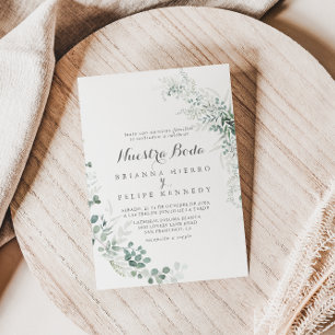 Minimalist Greenery Eucalyptus Nuestra Boda Invitation