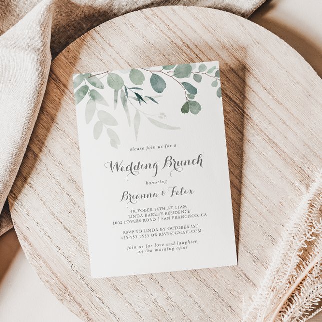 Minimalist Greenery Eucalyptus Wedding Brunch Invitation (Creator Uploaded)