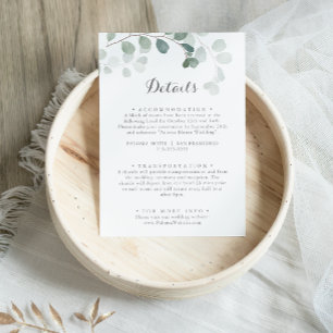 Minimalist Greenery Eucalyptus Wedding Details Enclosure Card
