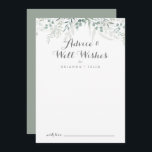 Minimalist Greenery Eucalyptus Wedding Well Wishes Advice Card<br><div class="desc">This minimalist greenery eucalyptus wedding well wishes advice card is perfect for a rustic wedding. The design features watercolor elegant green eucalyptus leaves. These cards are perfect for a wedding, bridal shower, baby shower, graduation party & more. Personalise the cards with the names of the bride and groom, parents-to-be or...</div>