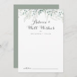 Minimalist Greenery Eucalyptus Wedding Well Wishes Advice Card<br><div class="desc">This minimalist greenery eucalyptus wedding well wishes advice card is perfect for a rustic wedding. The design features watercolor elegant green eucalyptus leaves. These cards are perfect for a wedding, bridal shower, baby shower, graduation party & more. Personalise the cards with the names of the bride and groom, parents-to-be or...</div>