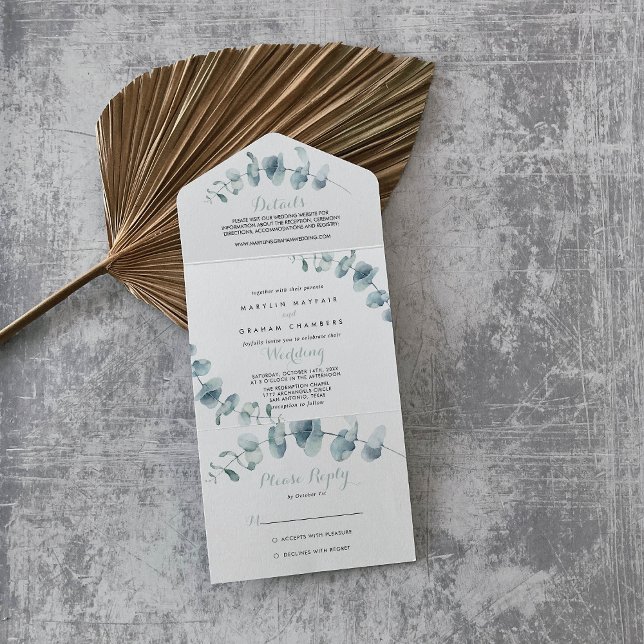 Minimalist Greenery Wedding All In One Invitation (Creator Uploaded)