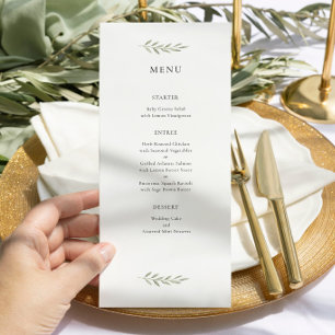 Minimalist Greenery Wedding Menu Elegant Botanical