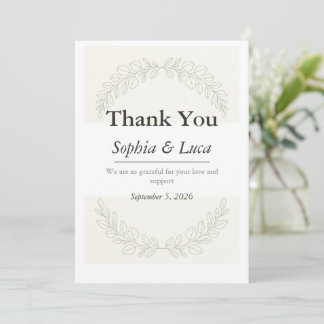 Minimalist Greenery Wedding Thank You Card