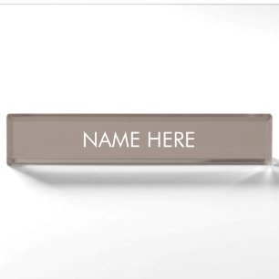 Minimalist greige beige custom name text elegant nameplate