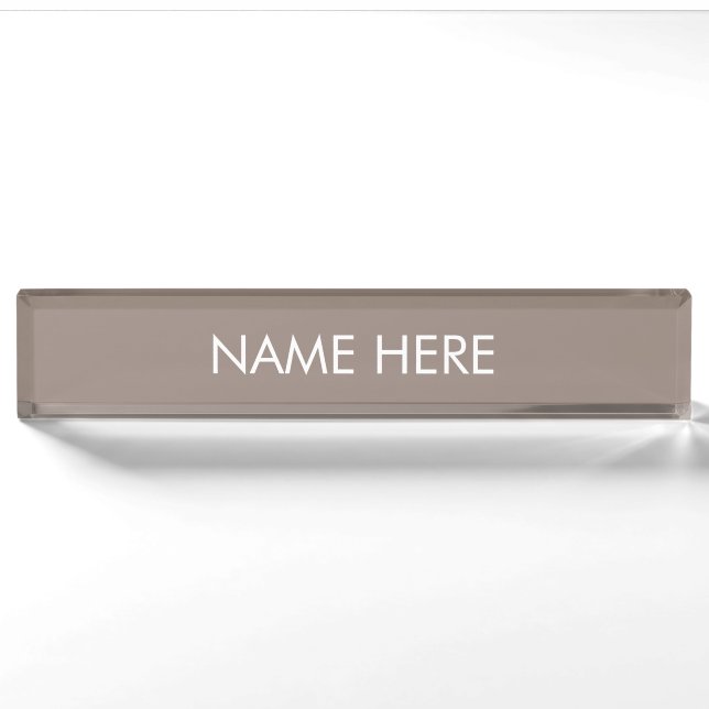 Minimalist greige beige custom name text elegant nameplate (Front)