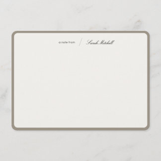 Minimalist Greige Personalized Script Rounded Card