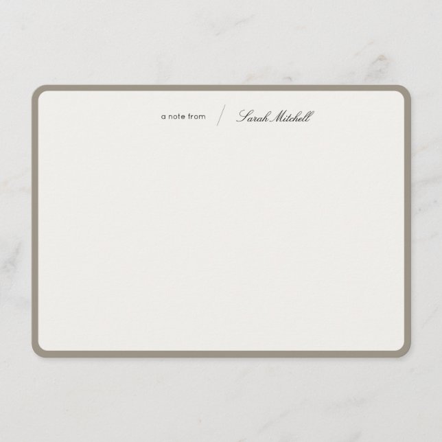 Minimalist Greige Personalized Script Rounded Card (Front)