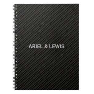Minimalist grey and black diagonal stripes notebook