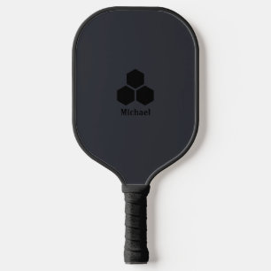 Minimalist Grey and Black Modern Monogram Pickleball Paddle