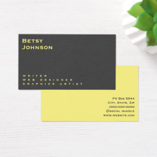 Minimalist Grey and Yellow Business Card