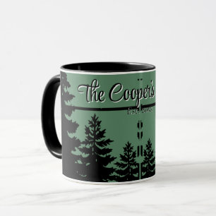Minimalist grey black pine tree silhouette mug