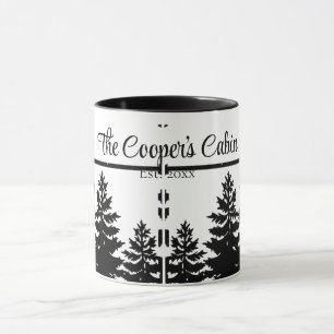 Minimalist grey black pine tree silhouette mug