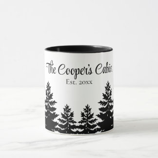 Minimalist grey black pine tree silhouette mug