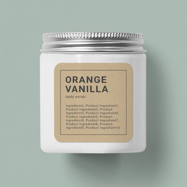 Minimalist Grey Border Ingredients Kraft Label (Creator Uploaded)