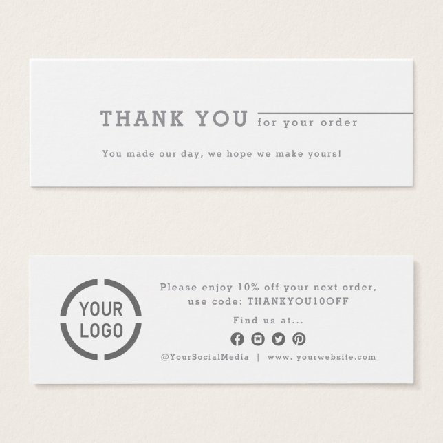 Minimalist grey business logo thank you insert (Front & Back)