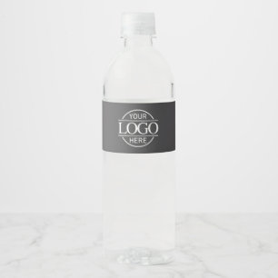 Minimalist Grey Company Business Logo Branded Water Bottle Label