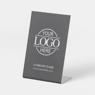 Minimalist Grey Corporate Company Business Logo Pedestal Sign