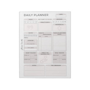 Minimalist Grey Daily Planner - Customisable Name Notepad