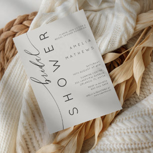 Minimalist Grey Elegant Tyography Bridal Shower Invitation