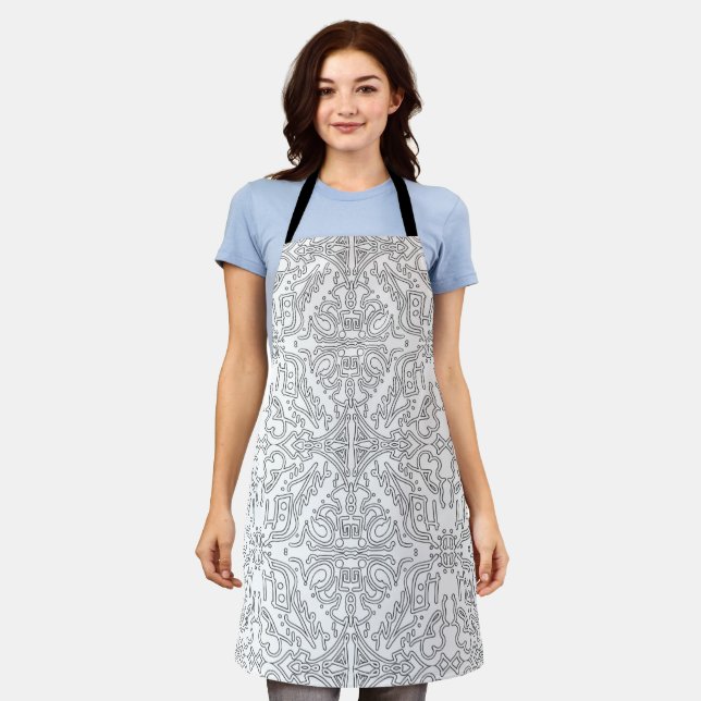 Minimalist Grey Floral Pattern Apron (Worn)