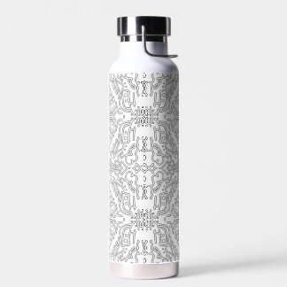 Minimalist Grey Floral Pattern Water Bottle