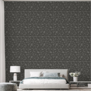 Minimalist Grey Flowing floral botanical sihouette Wallpaper