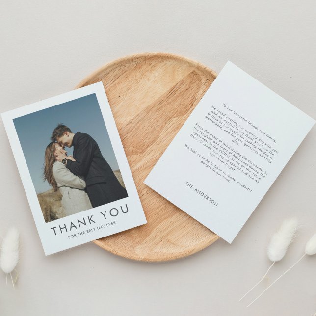 Minimalist Grey For The Best Day Ever Wedding Thank You Card (Creator Uploaded)