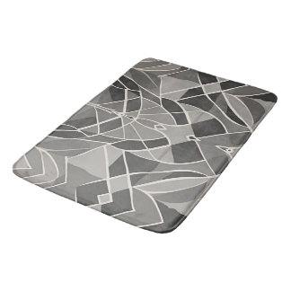 Minimalist Grey Geometric Elegant Contemporary Bath Mat
