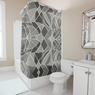 Minimalist Grey Geometric Elegant Contemporary Shower Curtain