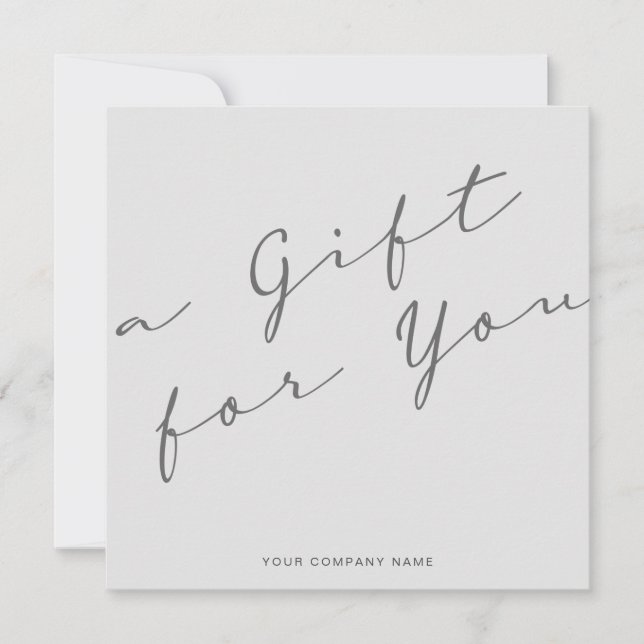 Minimalist Grey Gift Certificate Business Card (Front)