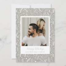 Minimalist Grey Holly Pattern Couple Photo