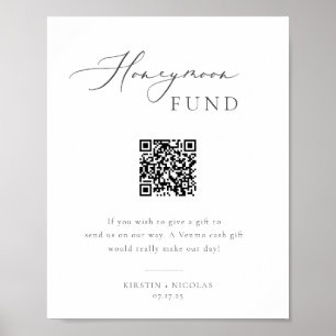 Minimalist Grey Honeymoon Fund QR Code Poster