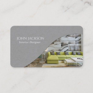 Minimalist Grey Interior Design Business Card