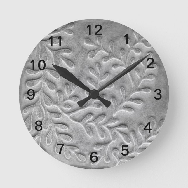  Minimalist Grey leaf  Wall Clock (Front)