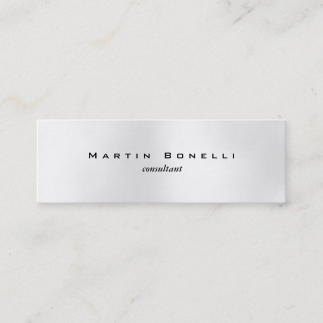 Minimalist Grey Light Skinny Business Card (Front)