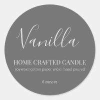 Minimalist Grey Modern Candle Label Sticker