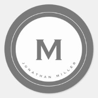Minimalist Grey Monogram Medallion with Name