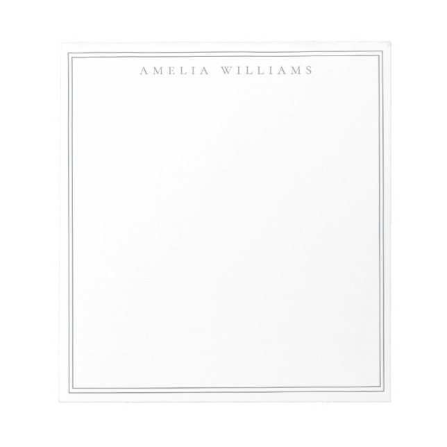 Minimalist Grey Monogram Two Border Notepad (Front)