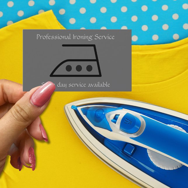 Minimalist Grey Professional ironing service Business Card (Creator Uploaded)