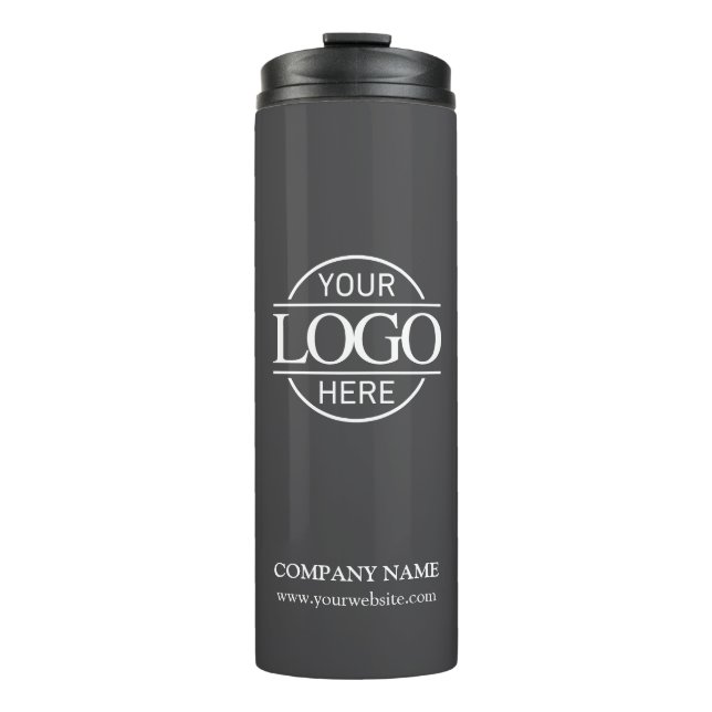 Minimalist Grey Promotional Company Business Logo Thermal Tumbler (Front)