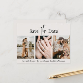 Minimalist Grey Save The Date Postcard