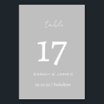 Minimalist Grey Script Wedding Personalised  Table Number<br><div class="desc">Elegant Grey with white font Script Personalised Table Number Card</div>