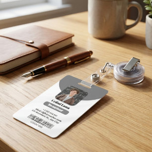 Minimalist Grey Teacher Photo ID Badge