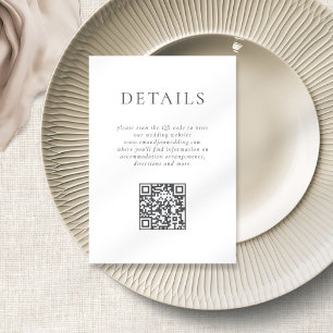Minimalist Grey Text QR Code Wedding Details Enclosure Card